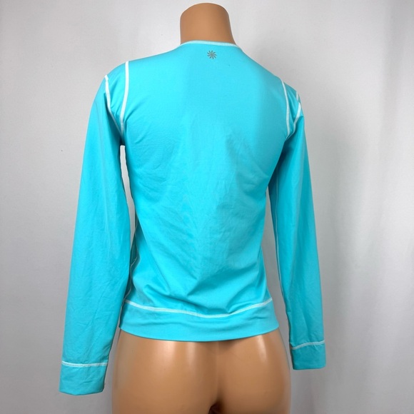 Athleta women’s Sz S Blue Swim long-sleeve top/rash guard nylon / spandex blend - Picture 3 of 11